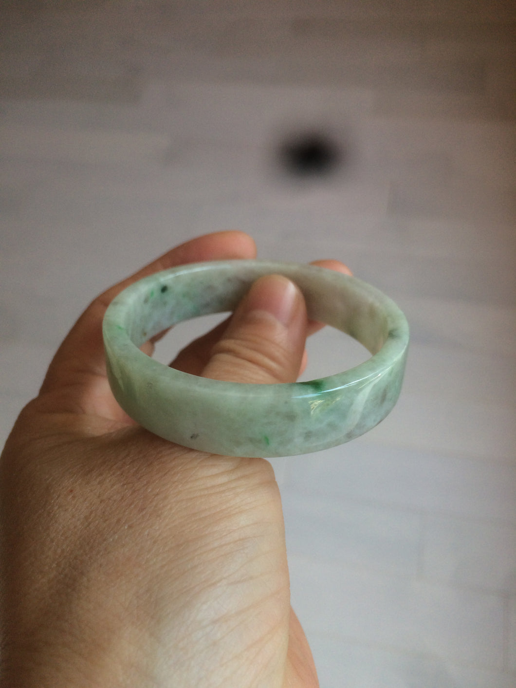 50.5mm Certified type A 100% Natural sunny green/purple square Jadeite Jade bangle AZ58-7270