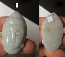 Load image into Gallery viewer, 39mm 100% natural light green/white Guanyin jadeite jade pendant/hand held BF91
