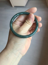 Load image into Gallery viewer, 55.4mm Certified Type A 100% Natural dark green/blue/gray/black snowy Guatemala slim round cut Jadeite bangle PA82-1031
