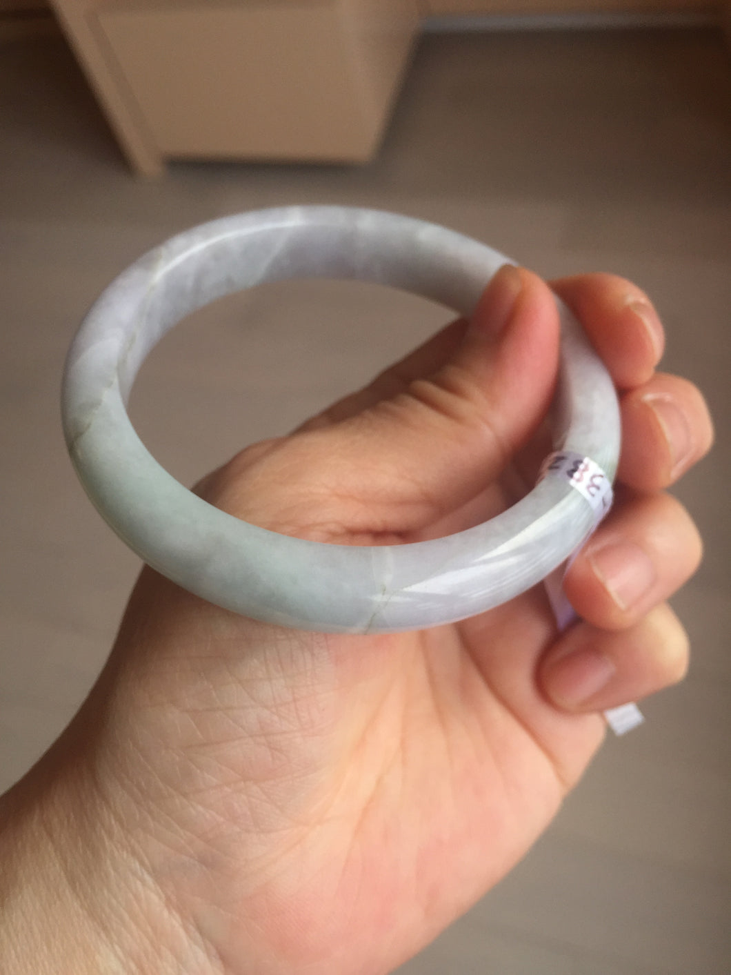 59.5mm Certified Type A 100% Natura light green white purple slim Jadeite bangle X152-3827