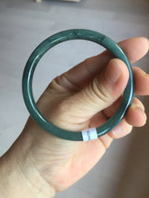 Load image into Gallery viewer, 56.5mm Certified Type A 100% Natural dark green/blue/gray Guatemala slim round cut Jadeite bangle PA88-1025
