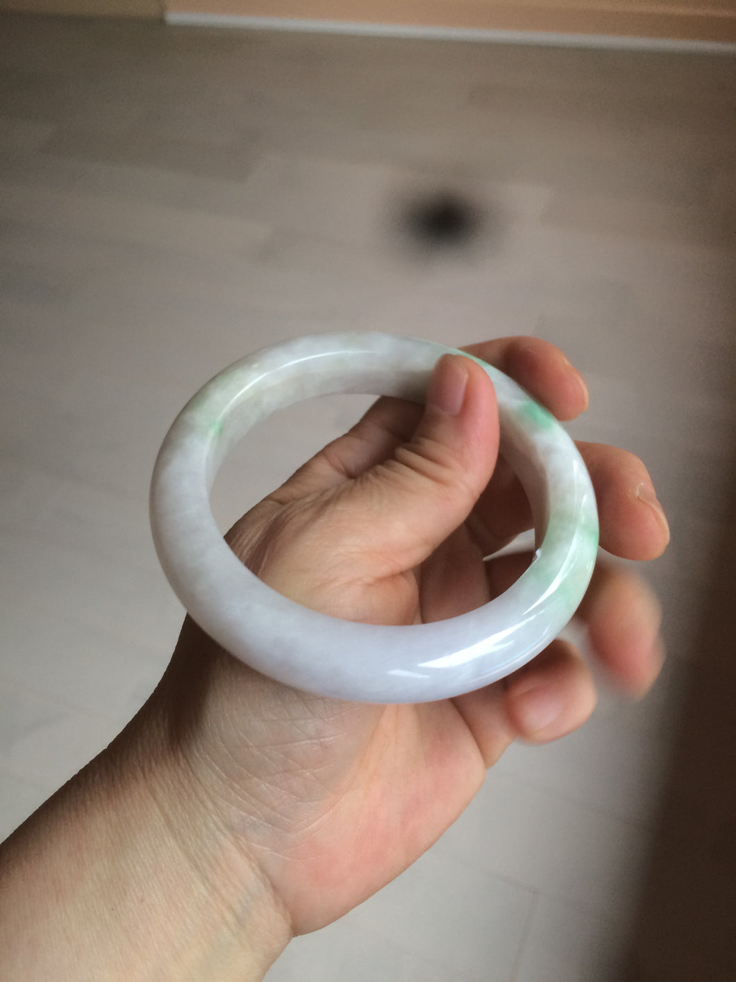 59.5mm Certificated Type A 100% Natural white/sunny green/purple jadeite jade bangle H114-9141