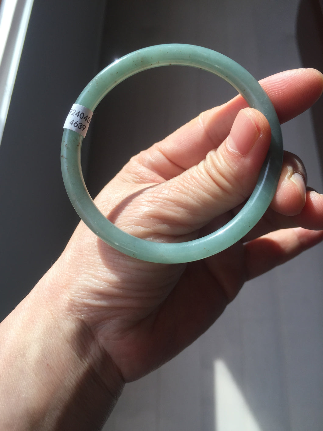 59mm Certified Type A 100% Natural light green/blue/brown slim round cut Guatemala Jadeite bangle BS56-4639