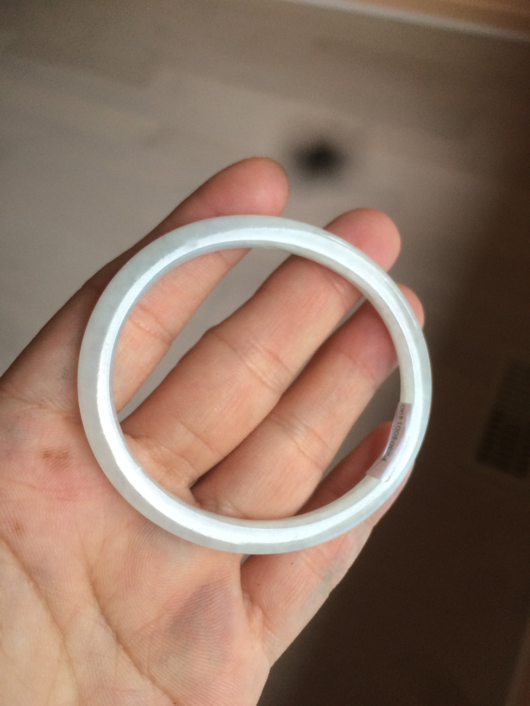 51mm Certified Type A 100% Natural icy watery  light green/white oval Jadeite Jade bangle AR91-1490