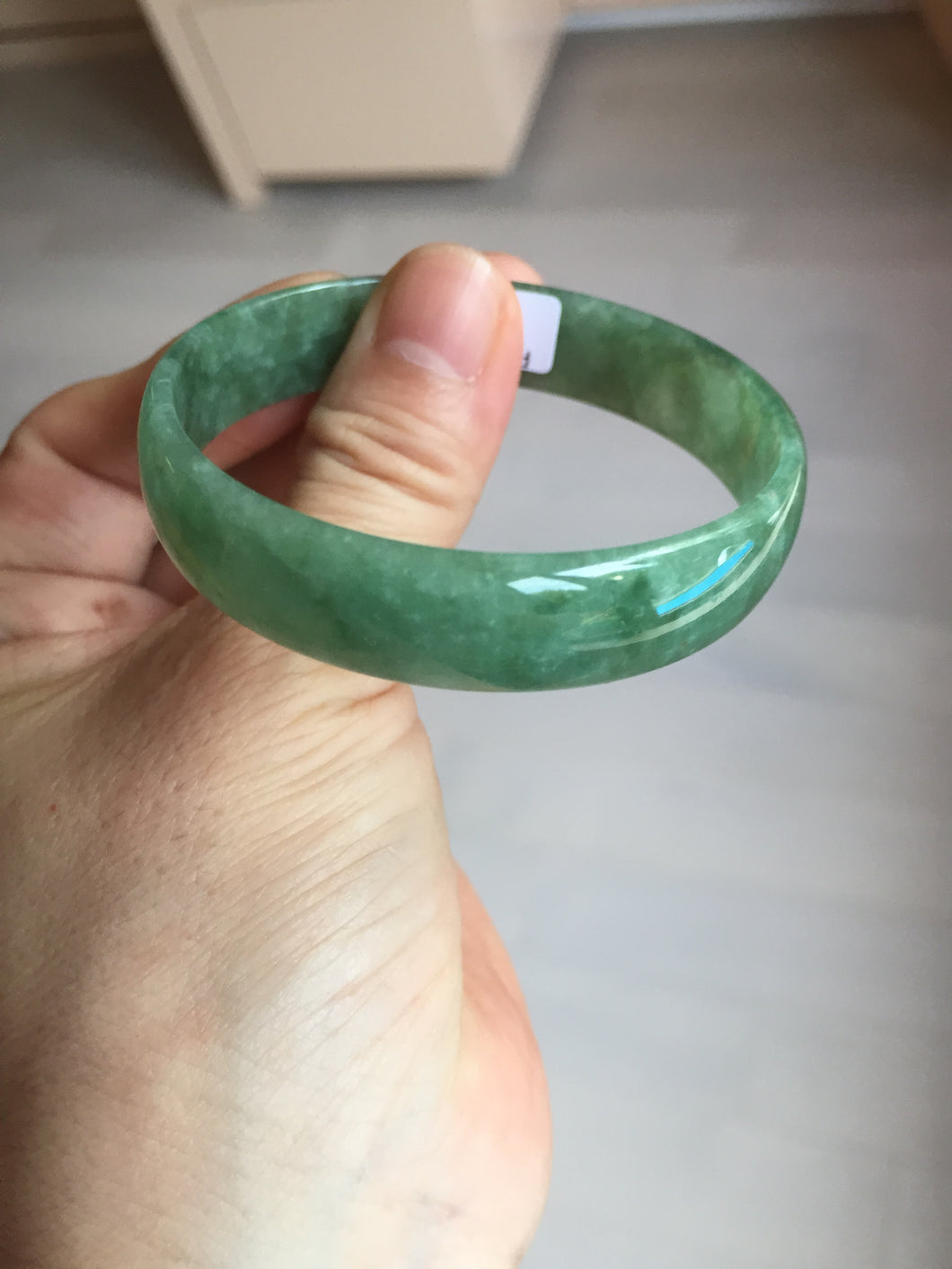 52.8mm certified 100% natural Type A forest green dark green jadeite jade bangle BP15-8593