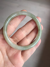 Load image into Gallery viewer, 52.7mm Certified type A 100% Natural light green yellow brown floating seaweed slim round cut Jadeite bangle E90-6616
