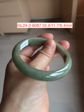 Load image into Gallery viewer, 55-57mm Certified Type A 100% Natural oily dark green/black/gray Jadeite Jade bangle group GL24
