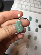 Load image into Gallery viewer, 100% natural type A icy watery jadeite jade green/white 3D PiXiu(貔貅) pendant necklace F160
