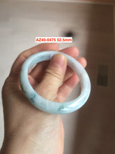 Load image into Gallery viewer, 51-53mm Certified Type A 100% Natural light green/white with green floating flowers oval Jadeite Jade bangle group AZ40
