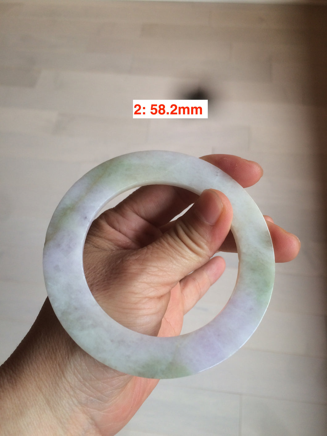 58mm certified Type A 100% Natural green/purple/yellow flat style Jadeite jade bangle C89-2