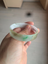 Load image into Gallery viewer, 50.8mm Certified type A 100% Natural sunny green/white/purple thin square Jadeite Jade bangle AM77-2829
