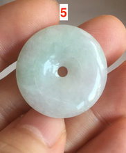 Load image into Gallery viewer, 23.5-27.7mm 100% Natural apple green/white jadeite Jade Safety Guardian Button(donut) Pendant group BK112
