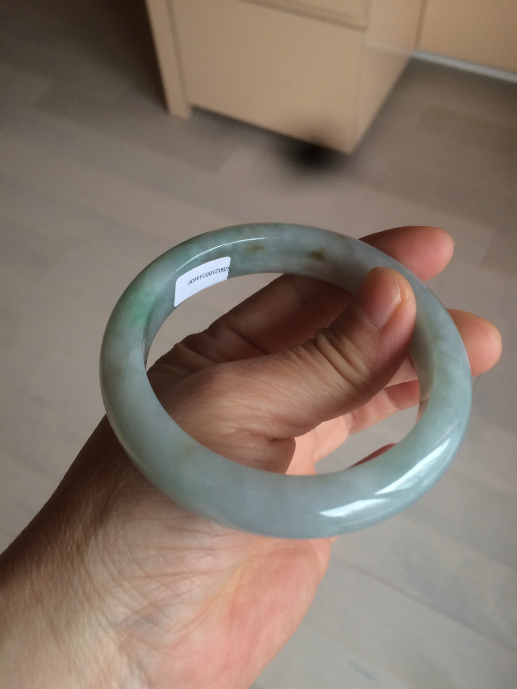 57.4mm Certified Type A 100% Natural light yellow/blue/green Jadeite Jade bangle BK22-4406