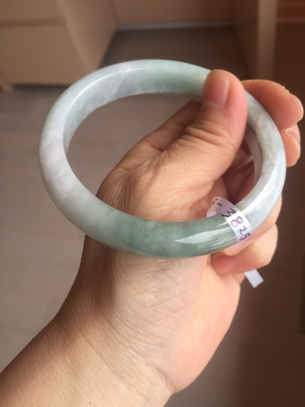 61.5mm Certified Type A 100% Natura light green white purple Jadeite bangle X153-3825