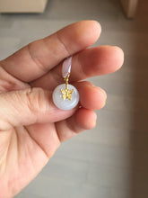 Load image into Gallery viewer, Type A 100% Natural light purple white Jadeite Jade Safety Guardian Button donuts Pendant group AU76
