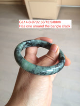 Load image into Gallery viewer, 56-57mm Type A 100% Natural dark green/black/blue Jadeite Jade bangle (with defects) group GL14
