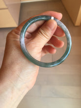 Load image into Gallery viewer, 59.5mm Certified Type A 100% Natural dark green/blue/gray with Guatemala slim round cut Jadeite bangle BG202-8832
