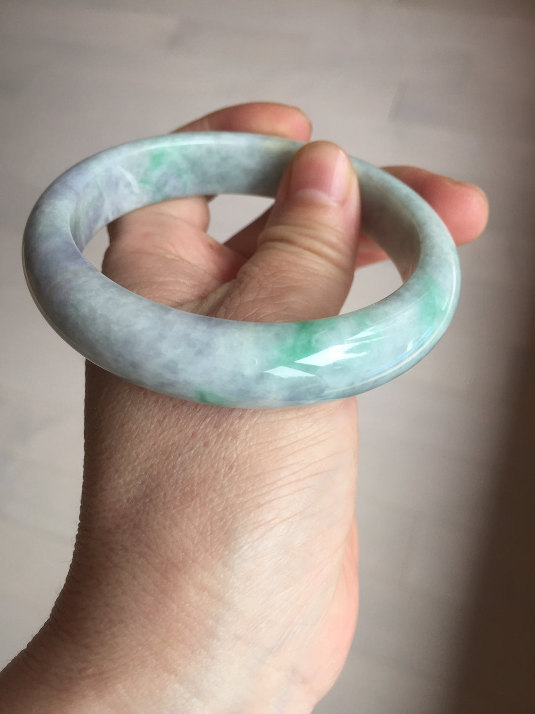 59mm Certified Type A 100% Natural sunny green purple Jadeite Jade bangle BP38-1181