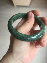 Load image into Gallery viewer, 57mm certified 100% natural dark green spinach green black jadeite jade bangle AS86-7086
