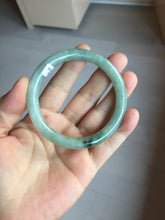 Load image into Gallery viewer, 54.5mm Certified type A 100% Natural  light green gray round cut Jadeite bangle PD42-9594
