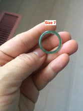 Load image into Gallery viewer, 100% natural type A ice watery dark green/gray/black(冰油青) jadeite jade band ring AU83
