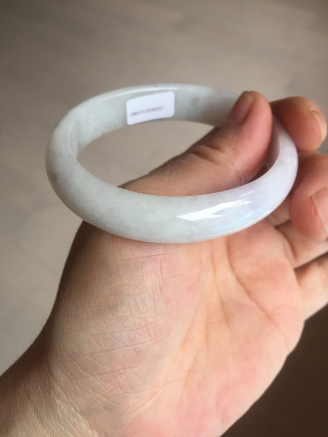 50.5mm Certified Type A 100% Natural light purple/white oval shape Jadeite Jade bangle BK128-0257