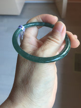 Load image into Gallery viewer, 55mm Certified Type A 100% Natural dark green/blue/gray Guatemala slim round cut Jadeite bangle PD18-4450

