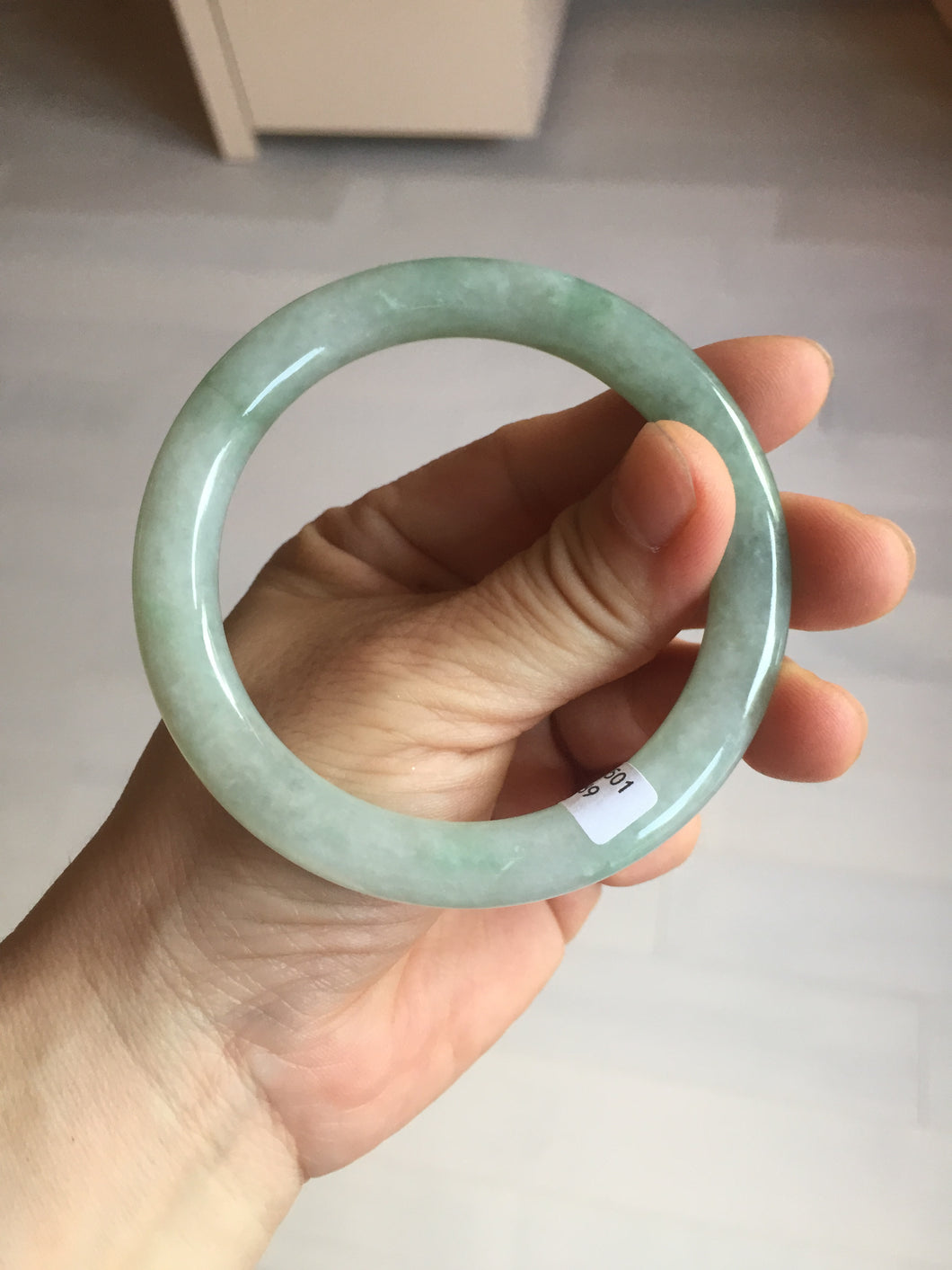 56.3mm certified natural 100% natural Type A light green round cut jadeite jade bangle BP7-4989