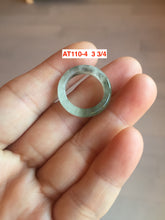 Load image into Gallery viewer, 3 3/4 100% natural type A ice watery oily dark green/black/brown/gray (冰油) square jadeite jade band ring AT110-4
