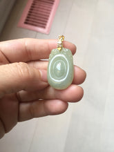 Load image into Gallery viewer, 100% Natural type A icy oily light green gray Jadeite Jade seashell (福贝)  pendant F147
