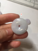 Load image into Gallery viewer, 22.3-26.6mm Type A 100% Natural light purple white Jadeite Jade Safety Guardian Button donuts Pendant BF136
