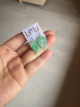 Load image into Gallery viewer, 100% natural type A sunny green jadeite jade leaf earring PC25-4
