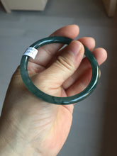 Load image into Gallery viewer, 54mm Certified Type A 100% Natural icy watery deep sea dark green/blue/gray/black slim round cut Guatemala Jadeite bangle BM118-2071
