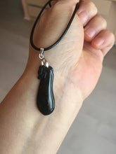 Load image into Gallery viewer, 100% natural type A icy black blessed melon Jadeite Jade pendant BK102
