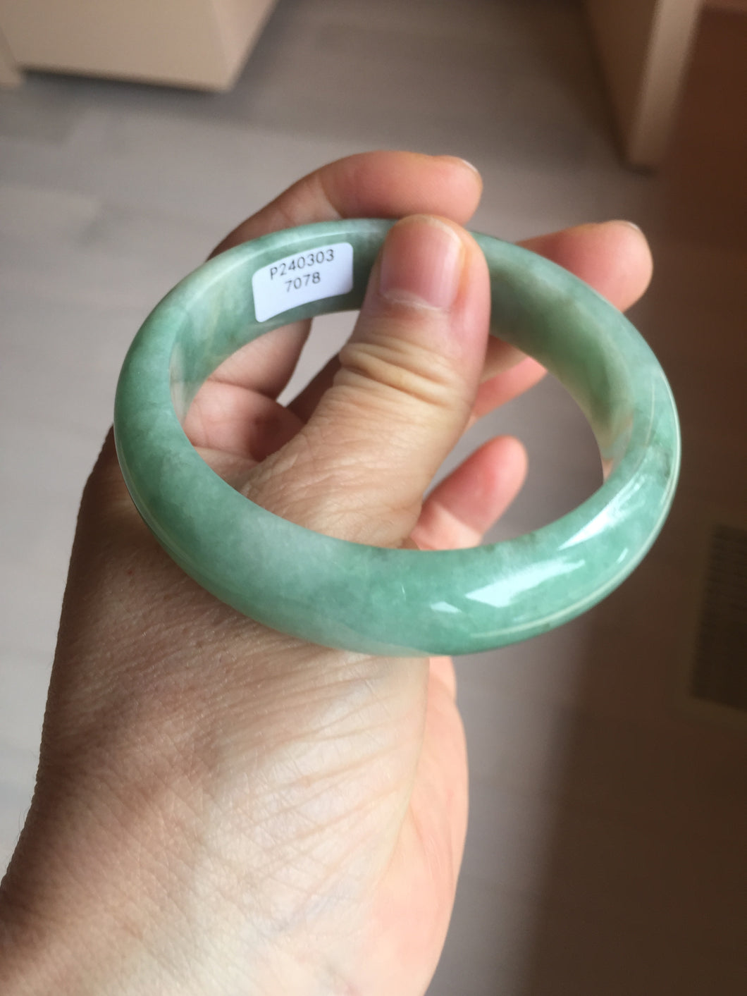 54.9mm certified natural Type A apple green red jadeite jade bangle BN10-7078