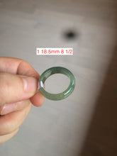 Load image into Gallery viewer, 8 1/2 100% natural type A dark green/gray (冰油青) jadeite jade band ring AZ97
