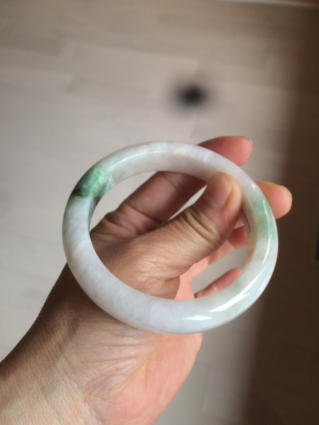 57mm Certificated Type A 100% Natural white/sunny green/purple jadeite jade bangle C90-9145