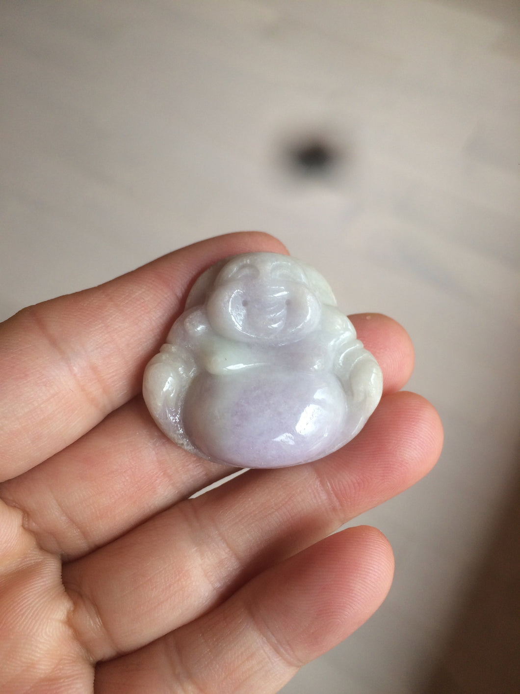 Certified 100% Natural white purple happy buddha jadeite Jade pendant necklace BF44-0112