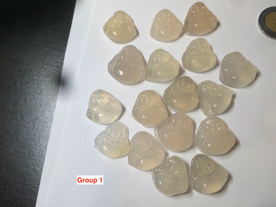 100% natural icy clear warm light yellow/white agate happy Buddha pendant XY76 (add on item)