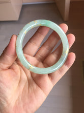 Load image into Gallery viewer, 53mm 100% Natural type A icy watery sunny green carved and golden-painted round cut Jadeite Jade bangle PA173-0228
