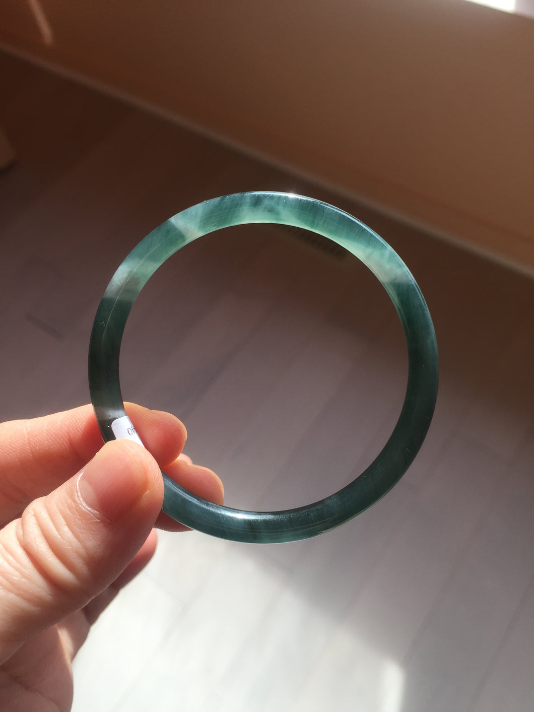 54mm Certified Type A 100% Natural deep sea dark green/blue/gray/black slim round cut Guatemala Jadeite bangle BS45-2440