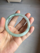 Load image into Gallery viewer, 54.5mm Certified type A 100% Natural  light green gray round cut Jadeite bangle PD37-9602

