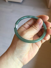 Load image into Gallery viewer, 57mm Certified Type A 100% Natural icy watery deep sea dark green/blue/gray/black Guatemala slim round cut Jadeite bangle PC81-7028
