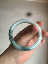 Load image into Gallery viewer, 59mm Certified type A 100%  Natural green/white/brown with green floating flowers slim Jadeite bangle AZ34-4364
