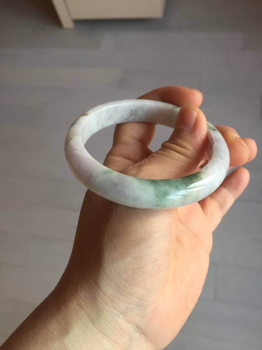 56.6mm certificated Type A 100% Natural green purple white Jadeite Jade bangle BL66-6241