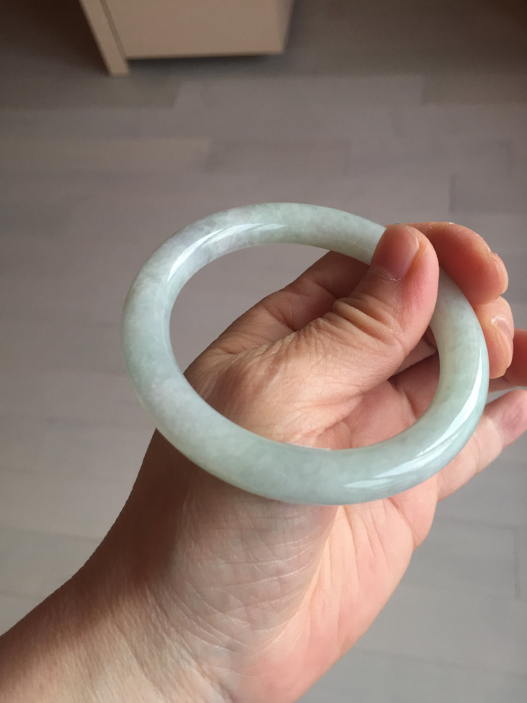 55.5mm certificated Type A 100% Natural light green/purple round cut Jadeite Jade bangle BK77-3787