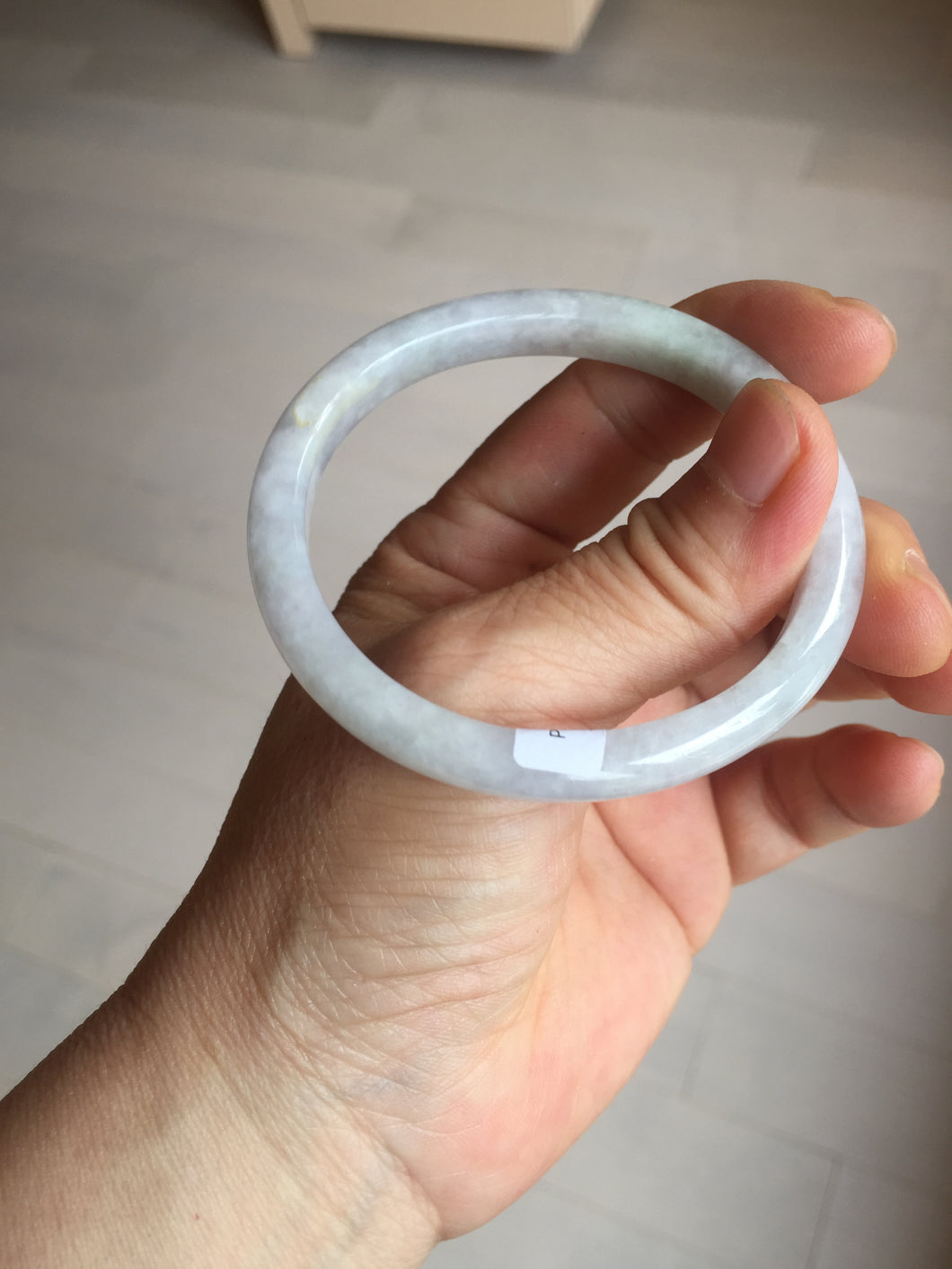 51.5mm certified Type A 100% Natural light green purple white oval Jadeite Jade bangle PB180-9111