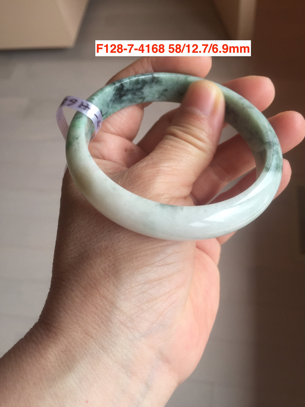 51-58mm Certified Type A 100% Natural green/dark green Jadeite Jade bangle group F128