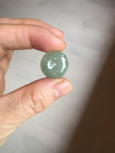 Load image into Gallery viewer, 15.7mm Type A 100% Natural icy watery green Jadeite Jade Safety Guardian Button donuts Pendant PC113
