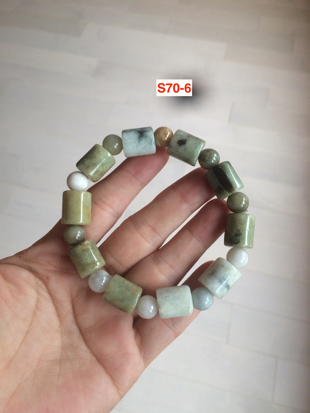 100% natural type A  green/purple/brown jadeite jade beads bracelet S70